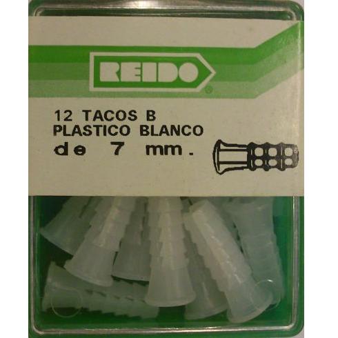 Kit 12 Tacos B Plastico Blanco de 7 mm.